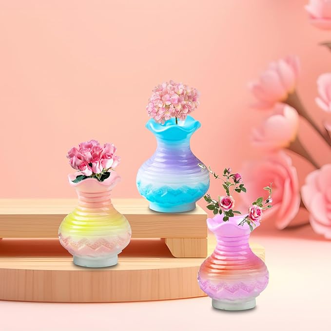 Mini Fancy Vase Resin Silicone Molds 3D Simulation Miniature Water Chestnut Bottle Epoxy Casting Molds for DIY Micro Resin Dollhouse Fairy Garden Landscape Tiny Things Display Decor