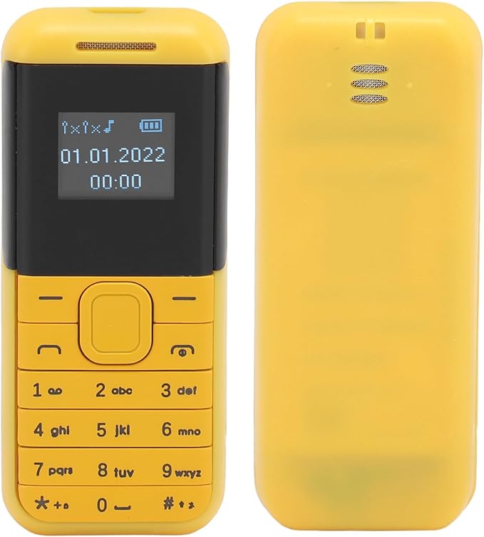 GOWENIC Small Mini Phone, 2G GSM Dual SIM Unlocked Smartphone, 0.66inch Screen 380mah Small Smartphone, Bluetooth Sound Player Basic Phone (Yellow)