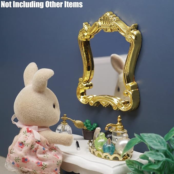 Odoria 1/12 Miniature Wall Mirror Dollhouse Decoration Accessories, Gold