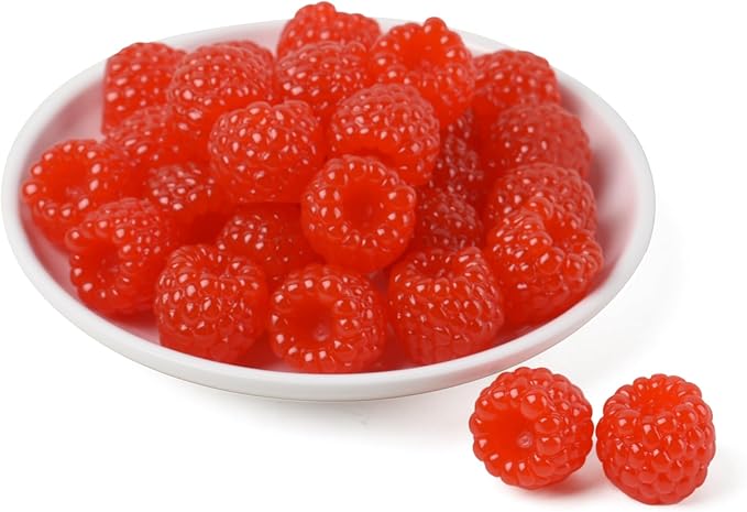 Mini Fake Raspberry 30PCS, Artificial Raspberries Realistic Raspberry Fake Fruits Mini Resin Figures for Home Decoration Party Ornament Photography Prop(Red)