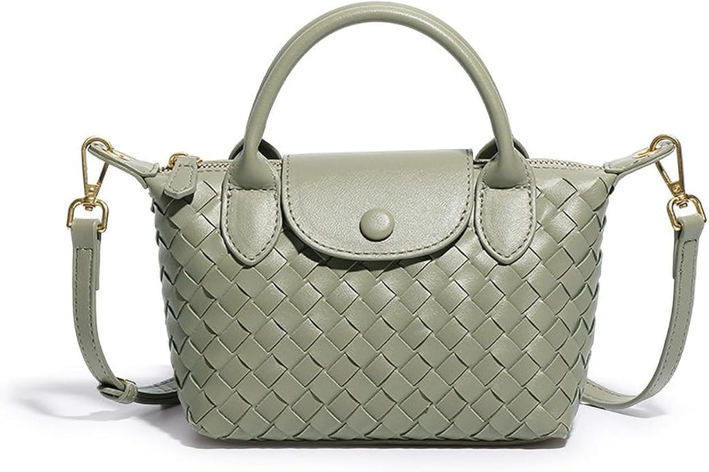 Mini Small Size Braided Luxury Leather Women's top Handle Handbag Fashion Travel Daily Satchel