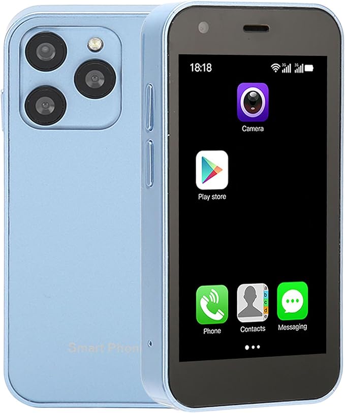 XUMIUZIY Mini Smartphone, Slim Unlocked Cell Phones with 3" HD Screen, 2GB RAM 16GB ROM, Dual Cameras, Dual SIM Card Slot, 3G Network, 1000mAh Battery, 8.1 (Ocean Blue)