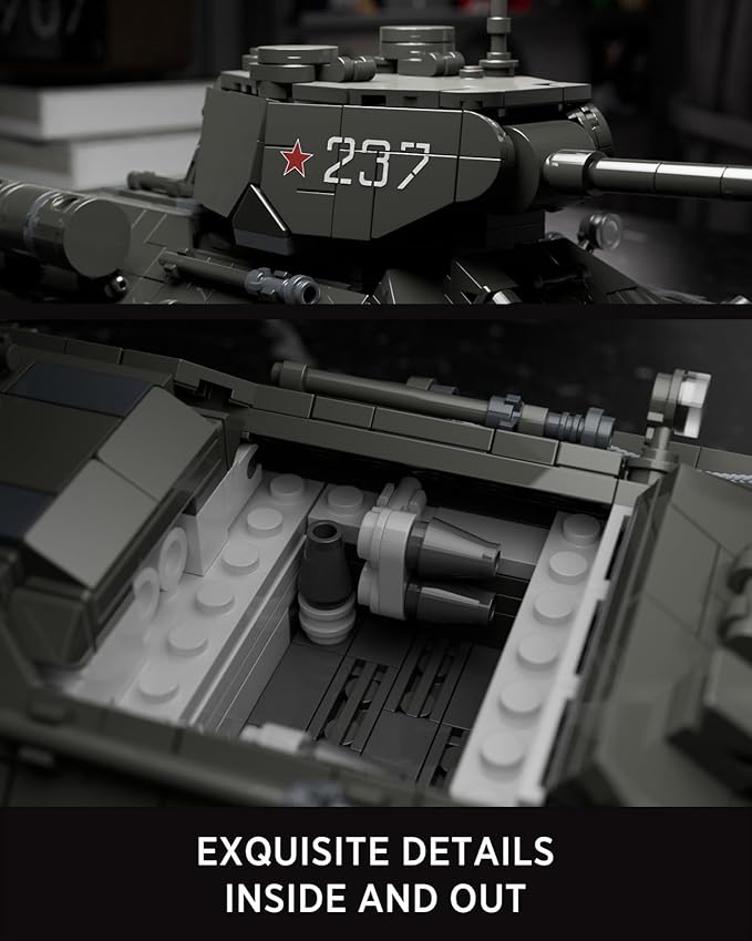 Nifeliz T34/85 Tank, WW2 Military Tank Building Set for Adults, Collectible Army Model to Build and Display, Gift Ideal for Military Fans (818 PCS, NF10270)