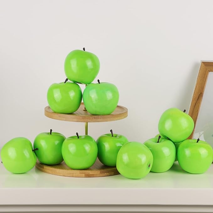 Fake Fruit Artificial Apples, Set of 12 Decorative Fruit Lifelike Faux Apples Realistic Fruits Apple Decorations for Kitchen, Realistic Fake Fruits Party Props Home Decor