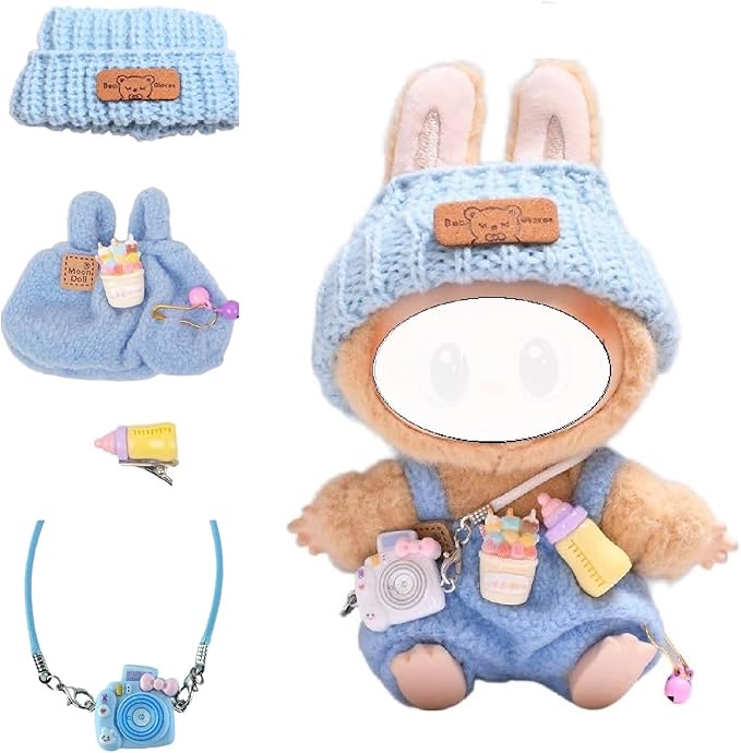 Clothes for LABUBU 17cm Doll (NO Doll),Outfit for LABUBU,Dress and Hairpin Set for LABUBU Dress Up,Accessories for LABUBU