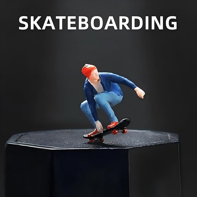 1:64 Scale Hand-Painted Resin Skateboarding Boys - HO Compatible Diorama Model for Train Scenes, Architectural Displays, Collectors & Hobbyists