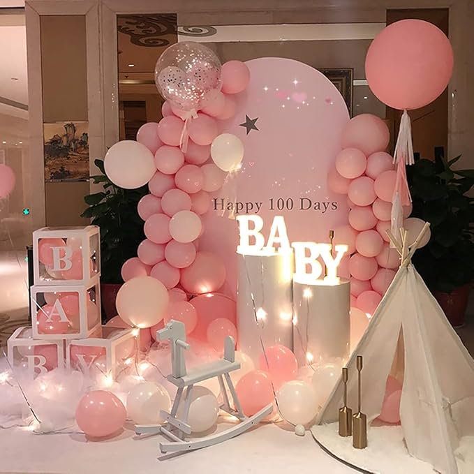 5 Inch Pastel Pink Balloons - 100 Pcs Mini Macaron Pink Latex Balloons for Birthday, Wedding, Baby Shower Parties