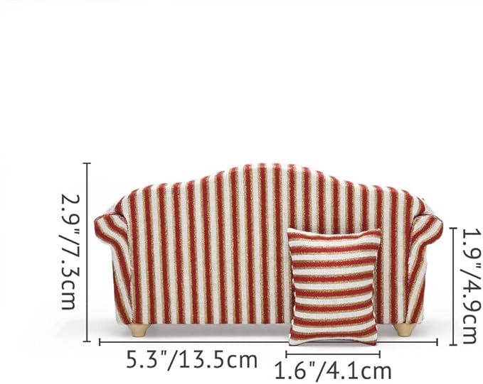 Odoria 1/12 Miniature Couch Sofa Dollhouse Furniture Accessories, Stripes