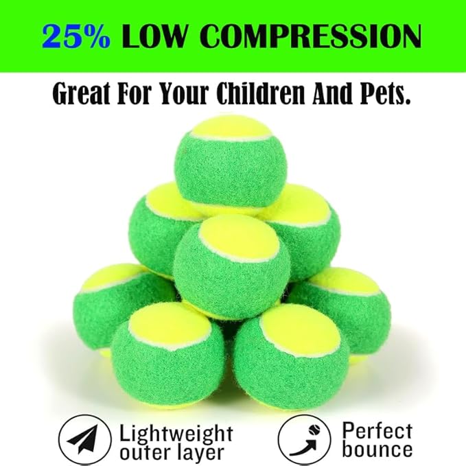 LIYUANBAIHUO Tennis Balls Low Compression Stage Tennis Ball for Beginners Youth Kids Training Practicing for Easy Transport