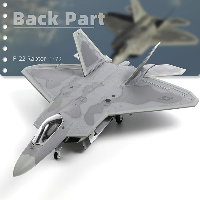USA F-22 Raptor Fighter Attack Pre-Build Model 1:72 Aircraft Alloy Diecast Airplane Military Display Model Aircraft for Collection or Gift (AK 093)