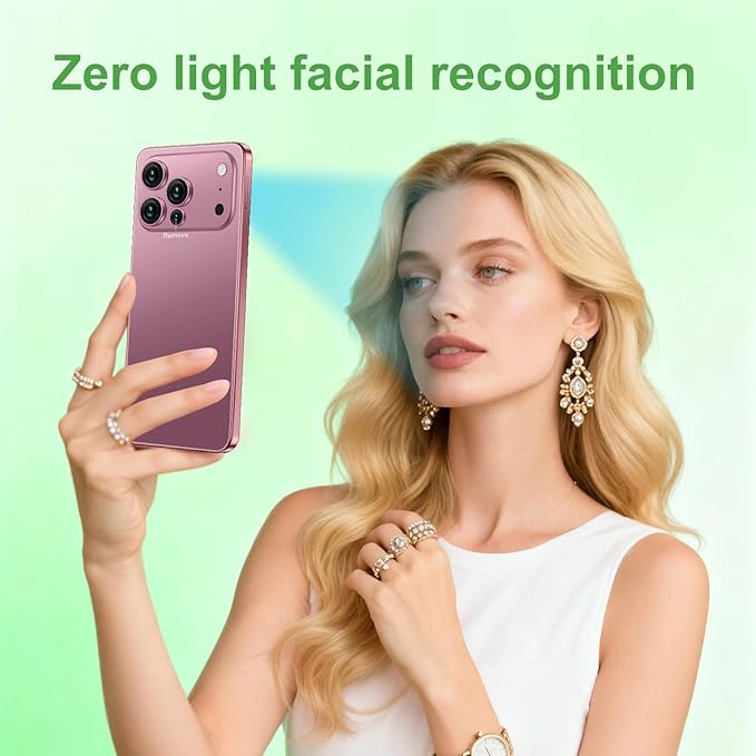 Huness I17PROMAX Smartphone Unlocked Cell Phone,6.99" HD Screen Unlocked Phone,16+512GB Android 15 Battery 7000mAh,Face ID/Dual SIM/5G/Fingerprint Button Unlock/Photos/GPS (Rose Gold, 16+512G)