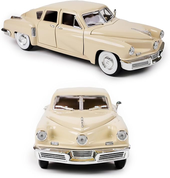 1948 Tucker Torpedo 1:18 Diecast Model Car - Cyclops Classic with Opening Doors, Steering Linkage | Premium Gift Box, Man Cave Decor | Ages 14+, Ivory Yellow