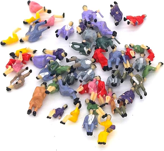 50pcs 1:87 Sitting Pose Model People HO Scale Hand Painted Model Train Park Street Passenger People Figures