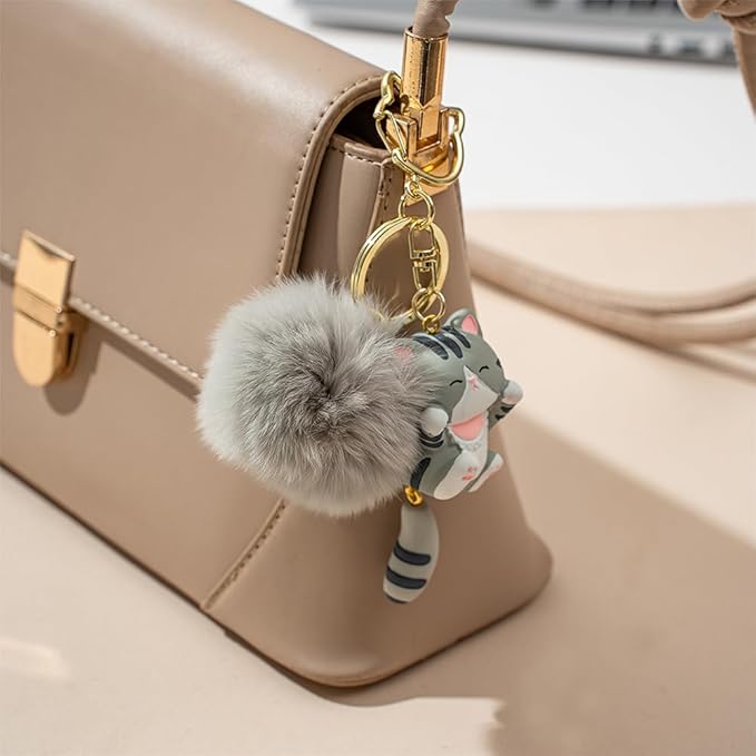 Jekvill Cat Keychain bag charms for handbags Cute Keychains for Women Kawaii Cat Backpacks Accessories cat plush keychain