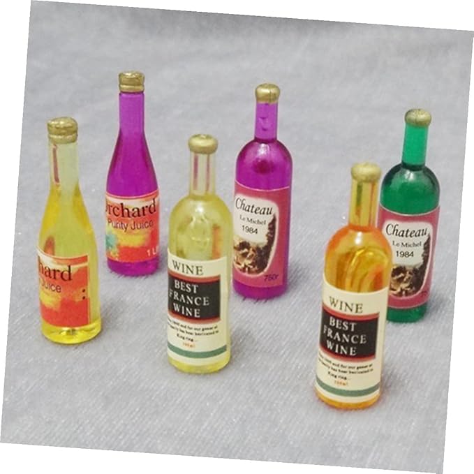 Abaodam 18Pcs Mini Resin Dollhouse Wine Bottles Ornaments Mixed Style Decorative Bottles Miniatures for Dollhouse Kitchen and Home Decor