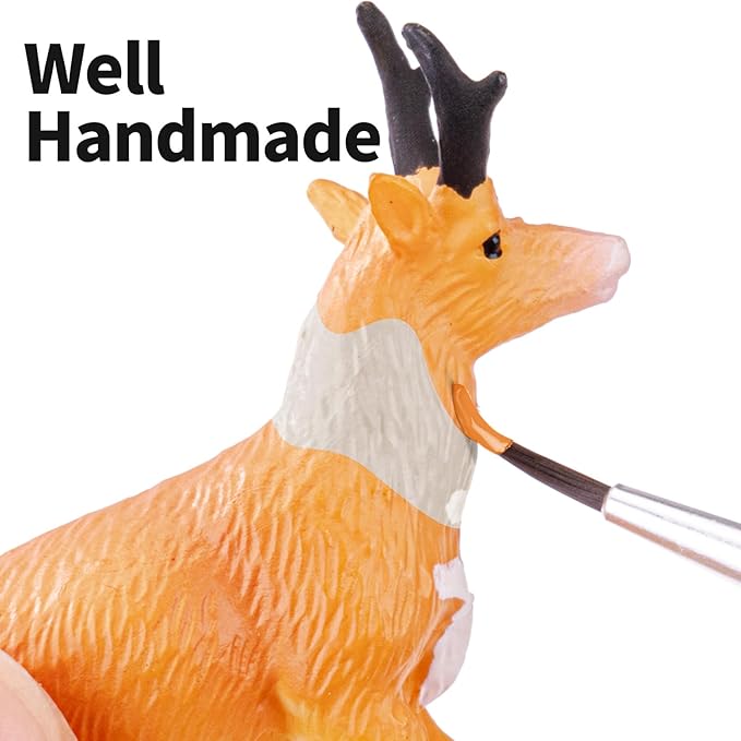 16PCS Mini North American Woodland Animals Figurines Toys, Realistic Jungle Wild Animal Figures with Wolf,Bear,Bison,Reindeer Cake Toppers Birthday Gift Party Favors Toys for Toddler Kids