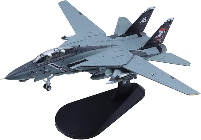 F-14 Tomcat Die-cast Airplanes-1/100 Scale Jolly Rogers Christmas Tail Metal Aircraft Model for Collector, Aviation Enthusiast-Premium Collectiable with Display Stand