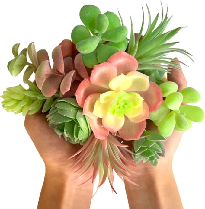OrgMemory Artificial Succulent Plants, Small Plastic Succulents, Faux Succulents, Suculentas for DIY Garden Decor Succulent Dollhouse Craft Model Miniature Dioramas Miniature Garden Buildings