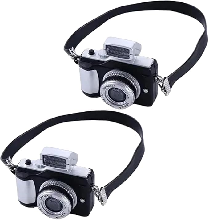 2Pcs 1:4 Scale Mini Camera Prop Ornament Vintage Camera Model, Miniature Digital Camera Mini Decoration Accessories Photography Props Ornament