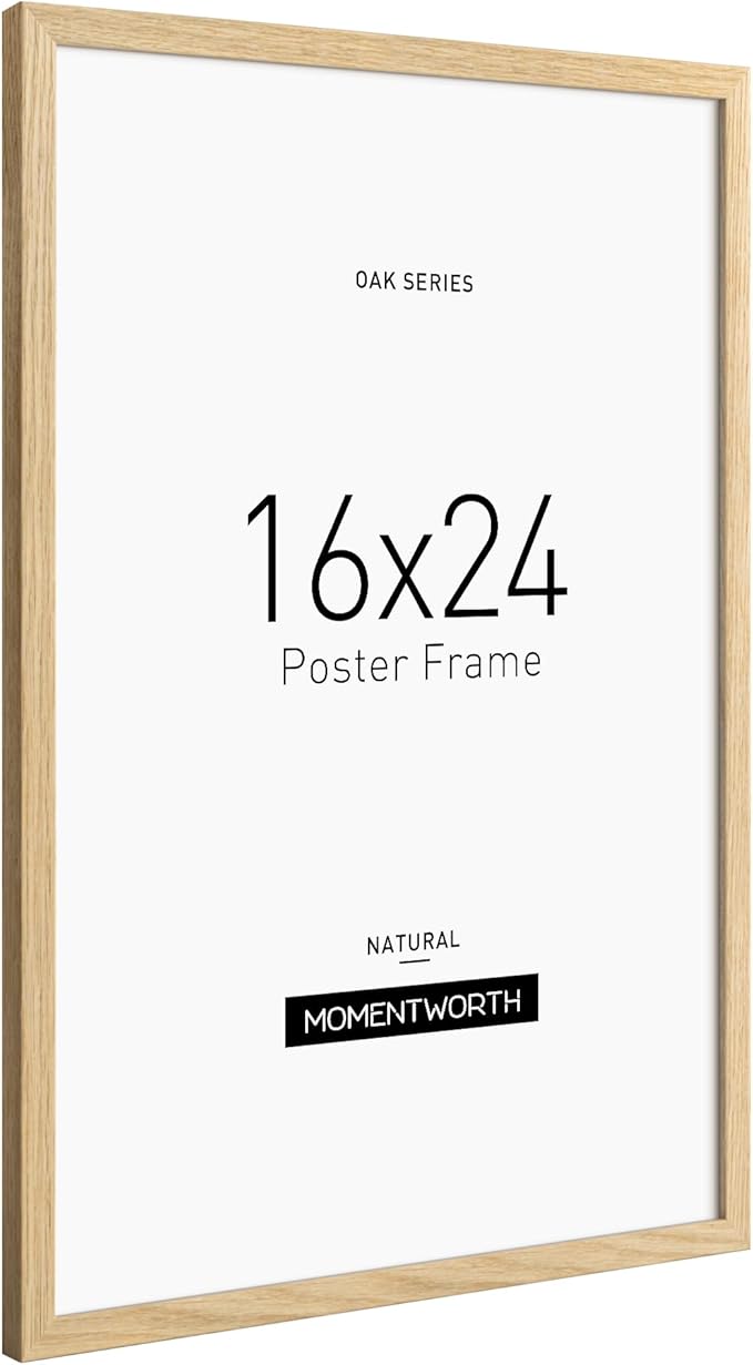 Momentworth Minimalist 16x24 Frame, Solid Oak Wood 16x24 Picture Frame for Wall Mount - Wall Decor for Home, Office & Galley (2 Pack,Oak)