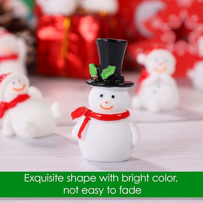 Set of 6 Mini Snowman Figurines - Cute Christmas Miniature Decor, Holiday Ornaments, DIY Festive Crafts, Home Desk Decor, PerfectGift for Christmas Idea