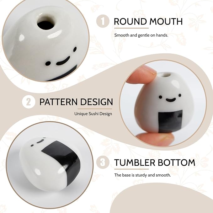 5 PCS Mini Onigiri Flower Vase Set - Cute Japanese Handmade Bud Vases Bulk for Dried Flowers, Small Centerpiece Vase for Coffee Table Living Room Home Decor, Unique Japandi Tiny Ceramic Vases