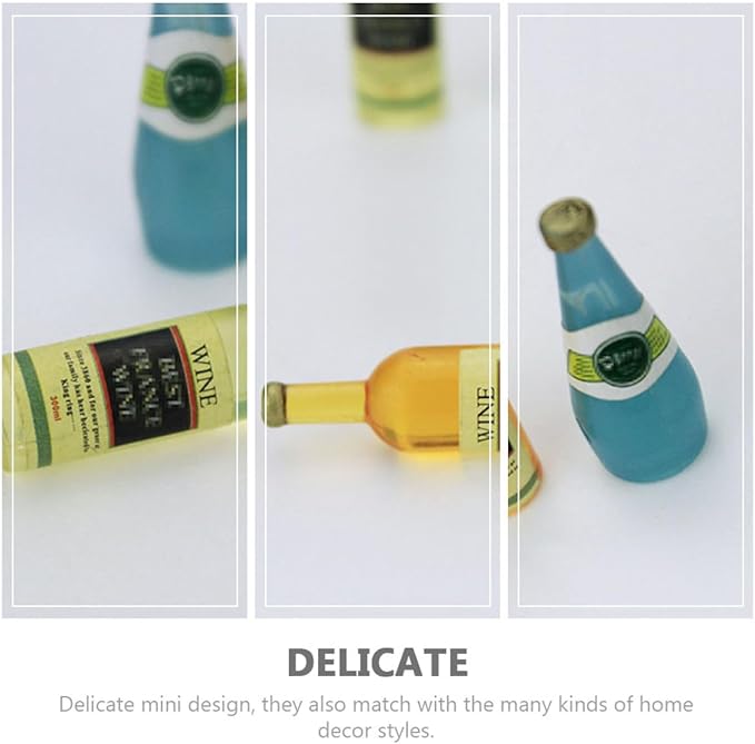 Hohopeti 6pcs Miniature Wine Bottle Decor Realistic Models for Dollhouse and Landscaping Adorable Mini Ornaments for Home and Bar Decoration for Mini House Accessories