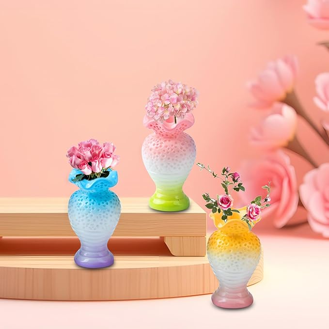 Mini Fancy Vase Resin Silicone Molds 3D Simulation Miniature Plum Vase Epoxy Casting Molds for DIY Micro Resin Dollhouse Fairy Garden Landscape Tiny Things Display Decor