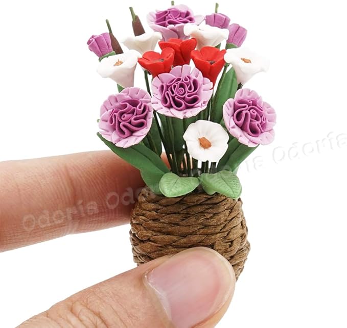 Odoria 1/12 Miniature Plants and Flowers Dollhouse Decoration Accessories