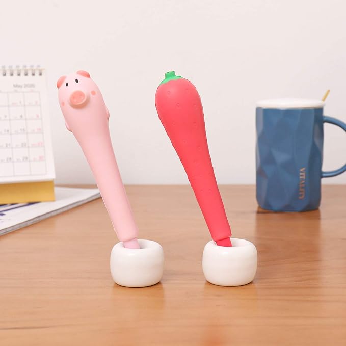 HalfofLife Mini Ceramics Toothbrush Holder Stand for Bathroom Vanity Countertop, Handmade Couple Toothbrush Head Holder, Shaver Holder and Office Pen Holder, 2-Piece Set White