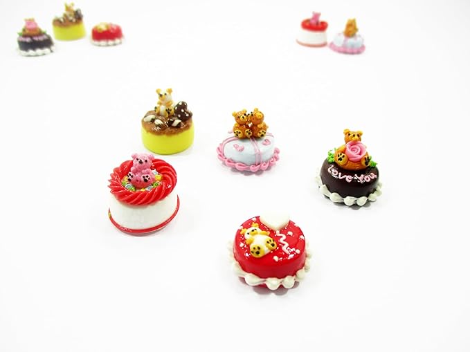 Dollhouse Miniature Food 1.5 cm 5 Mixed Tiny Bear Color Cake Dolls Bakery 15735