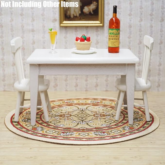 Odoria 1/12 Miniature Round Rugs and Carpet Dollhouse Decoration Accessories, Green