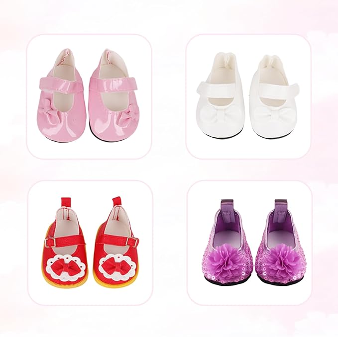 MSYO 18 Inch Doll Clothes & Accessories Bundle-19-Piece Fashion Doll Outfit Set with 5 Clothes,2 Shoes (8 Style Options) & 2 Socks,Girl Doll Accessories Gift for Kids, Role Play & Dress-Up