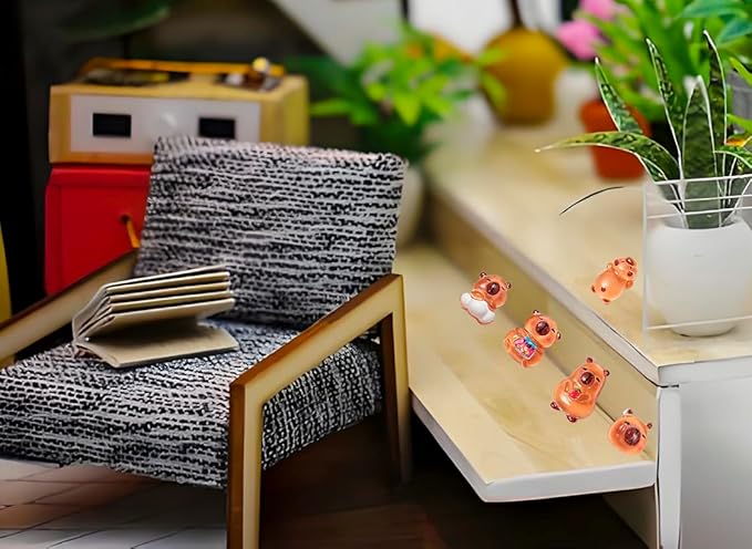 100PCS Mini Capybara Decor for Dollhouse Resin Tiny capybaras for Crafts Micro Miniature Capybara for Fairy Garden Dollhouse Micro Landscaping Decoration