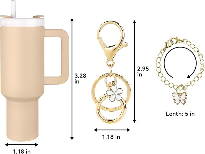 ERTUNA Mini Tumbler Keychain Accessories for Stanley Cup, 2 Way Cute Charms Chapstick Lip Balm Holder for Women Purse Handbag