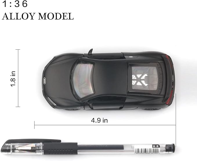 1/36 Scale Audi R8 Diecast Model Cars,Pull Back Vehicles Toy Cars,Cars Gifts for Boys Girls (Matte)