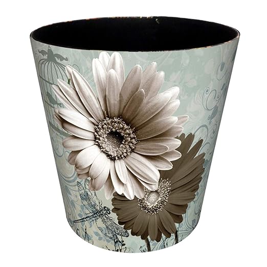 Scakbyer 10L/2.64 Gallon PU Leather Trash Can Decorative Waterproof Wastebasket Paper Basket Garbage Bin for Home Office Bathroom