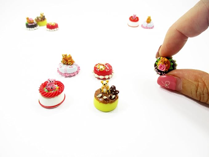 Dollhouse Miniature Food 1.5 cm 5 Mixed Tiny Bear Color Cake Dolls Bakery 15735