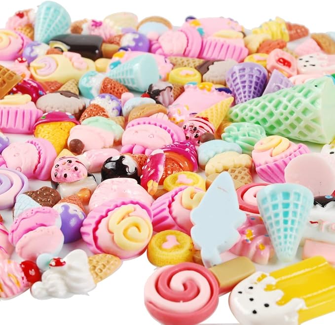 NWFashion 112PCS Miniature Decor Dessert Pastry Toy Food Cake Topper Scrapbooking Shoe Decoration Charms(Ice Cream)
