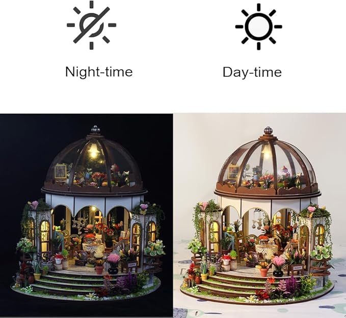 Hanging Garden DIY Miniature Dollhouse Kit, Dollhouse Kit with LED Light and Dust Cover for Birthday Christmas, Mini House Making Kit for Adults, Hobby Craft Gift for Christmas Day