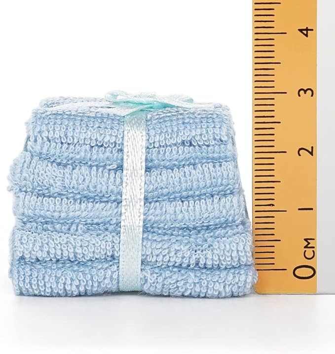 Odoria 1/12 Miniature Bathroom Towels Dollhouse Decoration Accessories, Blue