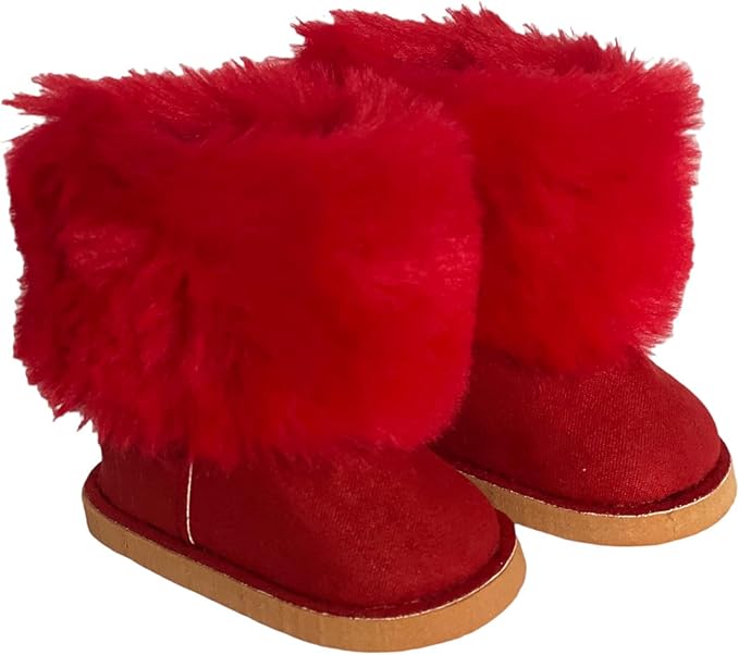 18 Inch Doll Boots- Red Fur Boots for 18 Inch Kennedy and Friends Dolls- Will Fit All 18 Inch Dolls