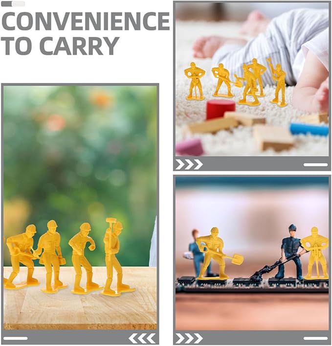 VOSAREA 54Pcs Miniature People Engineering Worker Models Set Plastic Figures for Projects Safe and Realistic Miniature Models for Creative Play and Cognitive Development