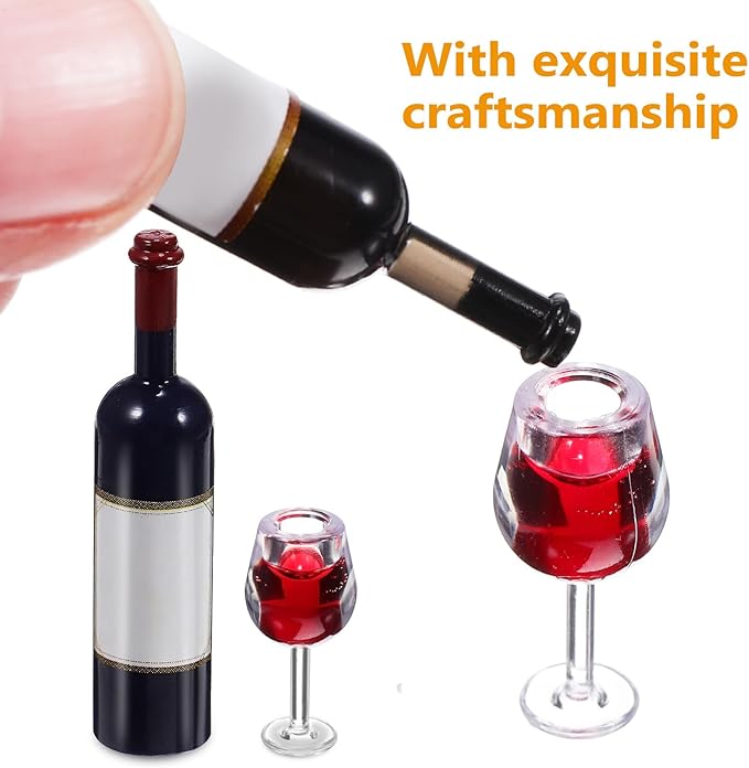 IMIKEYA 18pcs Dollhouse Miniature Wine Glasses Bottles: Dollhouse Set Mini Bottles Mini Cocktail Glasses Drinks Bottle Cups for 1/12 Dollhouse Decor