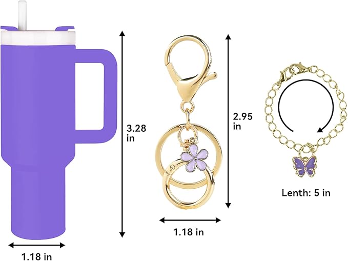 ERTUNA Mini Tumbler Keychain Accessories for Stanley Cup, 2 Way Cute Charms Chapstick Lip Balm Holder for Women Purse Handbag