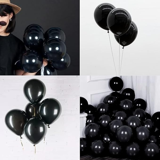 5 inch Black Party Balloons, 100 pcs Mini Thick Latex Balloons for Birthday Wedding Baby Shower Decorations(Black)