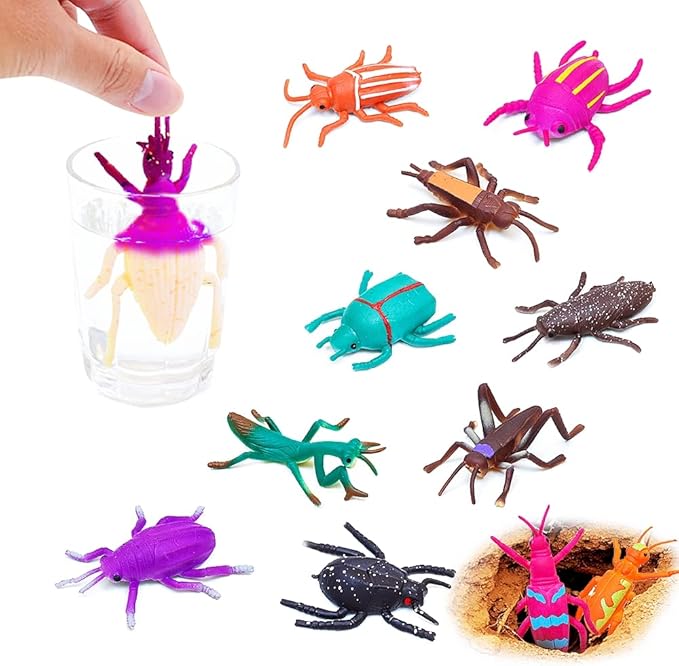 10Pcs Bug Toys Bath Toys, Color Changing Insects, Stretchy Animal Figurines for Kids 3+, Novelty Gag Prank Squeeze Bug, for Themed Parties, Goodie Bag Fillers, Classroom Rewards