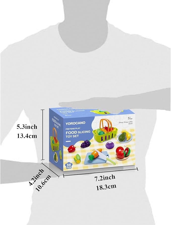 Pretend Play Food for Kids Kitchen - 38Pc Pretend Play Kitchen Accessories, Toys Play Food Set for Toddlers, Cutting Food Toys Veggies, Fruits, Food, Boys Girls Gift for Christmas