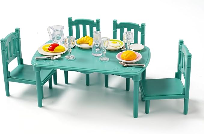 BABESIDE Reborn Baby Doll Accessories for 4-6 Inch Baby Dolls Dollhouse Miniature Table and Chair Dollhouse Plates Cutlery Silicone Micro Mini Dollhouse