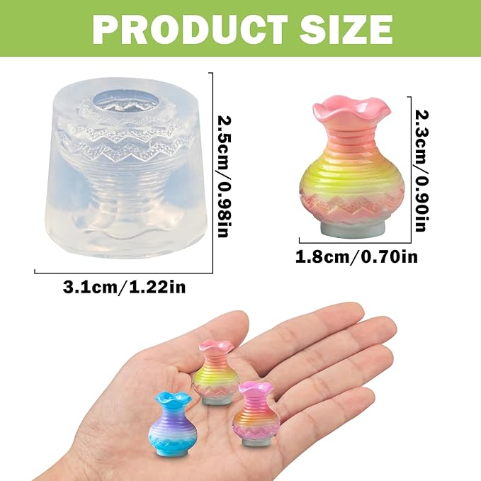 Mini Fancy Vase Resin Silicone Molds 3D Simulation Miniature Water Chestnut Bottle Epoxy Casting Molds for DIY Micro Resin Dollhouse Fairy Garden Landscape Tiny Things Display Decor